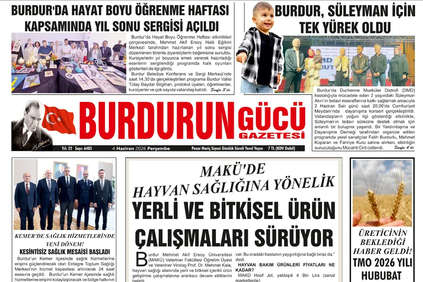 BURDUR'UN GÜCÜ GAZETESİ - GAZETEMİZ 4 HAZİRAN 2026 TARİHLİ SAYISI