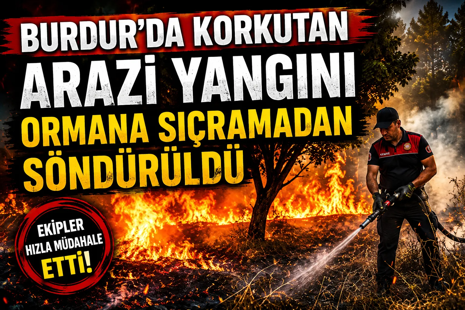 BURDUR’DA ARAZİ YANGINI ORMANA SIÇRAMADAN SÖNDÜRÜLDÜ