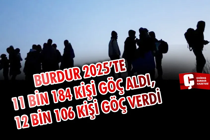 BURDUR 2025’TE 11 BİN 184 KİŞİ GÖÇ ALDI, 12 BİN 106 KİŞİ GÖÇ VERDİ