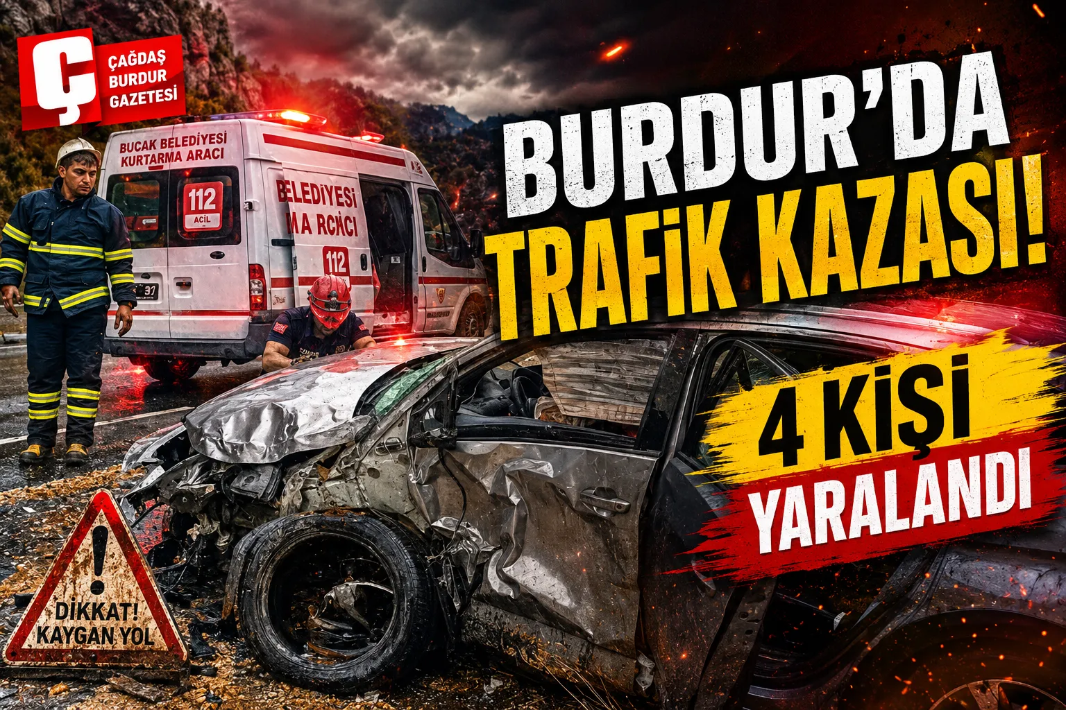 BURDUR'DA TRAFİK KAZASI: 4 KİŞİ YARALANDI