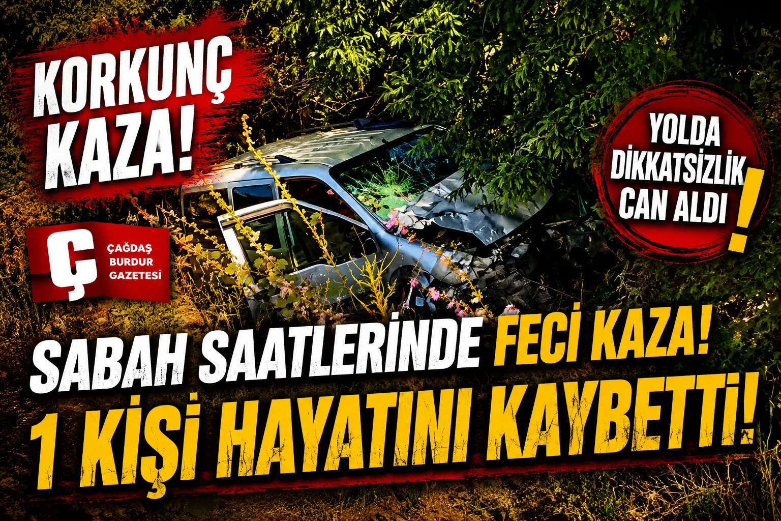 HAFİF TİCARİ ARAÇ TARIM ARACINA ÇARPTI: 1 ÖLÜ, 5 YARALI