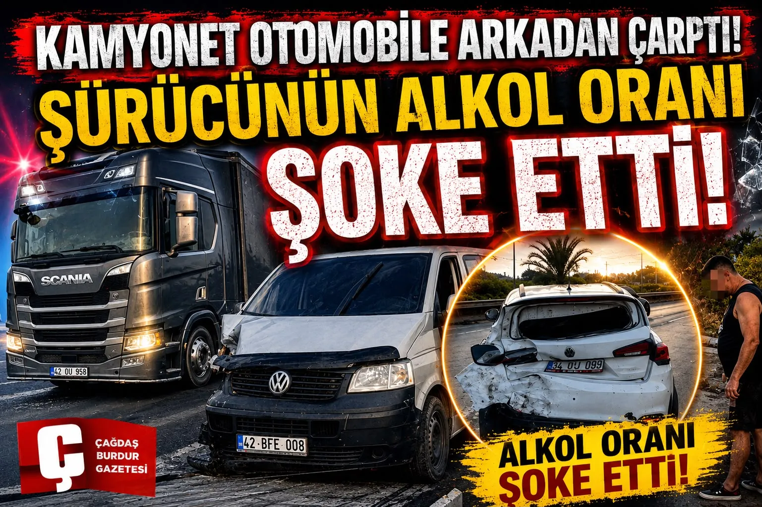  ALKOLLÜ SÜRÜCÜNÜN KULLANDIĞI KAMYONET OTOMOBİLE ÇARPTI: 1 YARALI