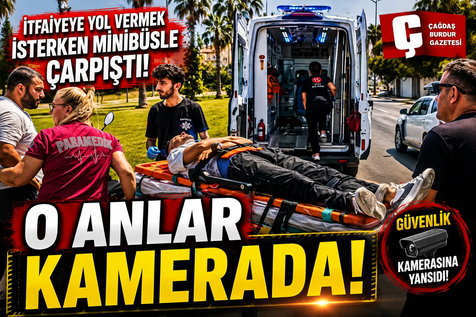 YANGINA GİDEN İTFAİYEYE YOL VERMEK İSTERKEN MİNİBÜSE ÇARPTI