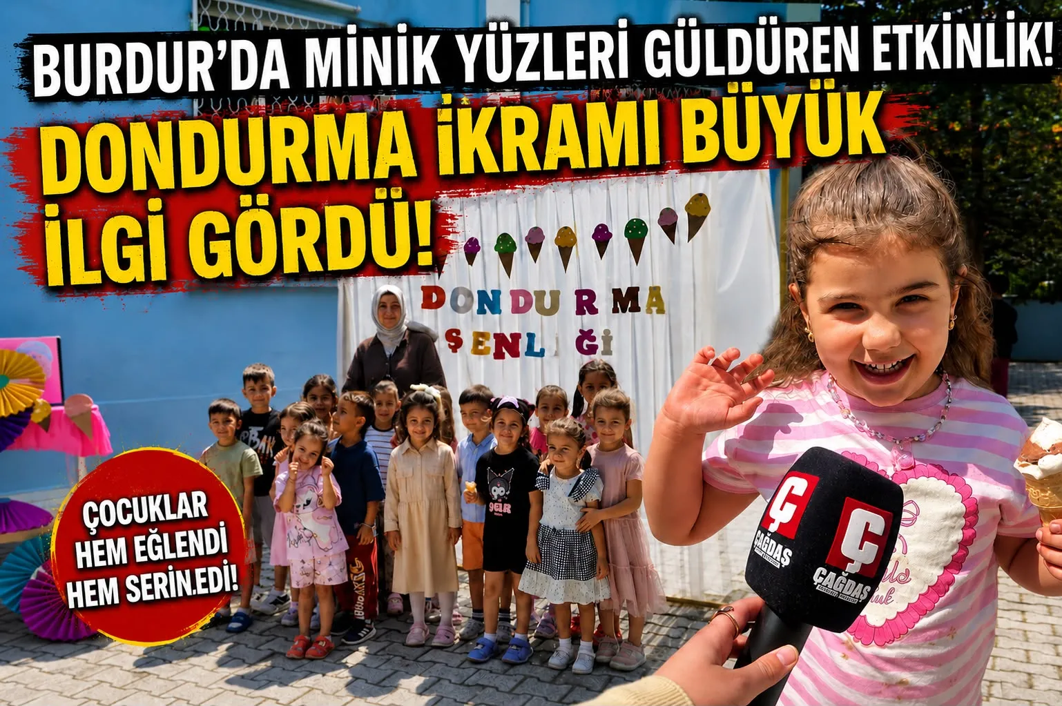 BURDUR’DA MİNİK YÜZLERİ GÜLDÜREN ETKİNLİK! DONDURMA İKRAMI BÜYÜK İLGİ GÖRDÜ